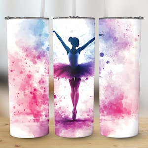 Ballerina Tumbler Wrap | Ballet Tumbler PNG | Dance Mom Tumbler Design | 20 oz Neon Sublimation Design | PNG Digital Download