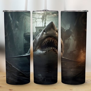 Shark Sea Life Sublimation 20oz Sublimation Tumbler Design, 9.2 x 8.3 Inches Straight Skinny Tumbler Wrap, PNG