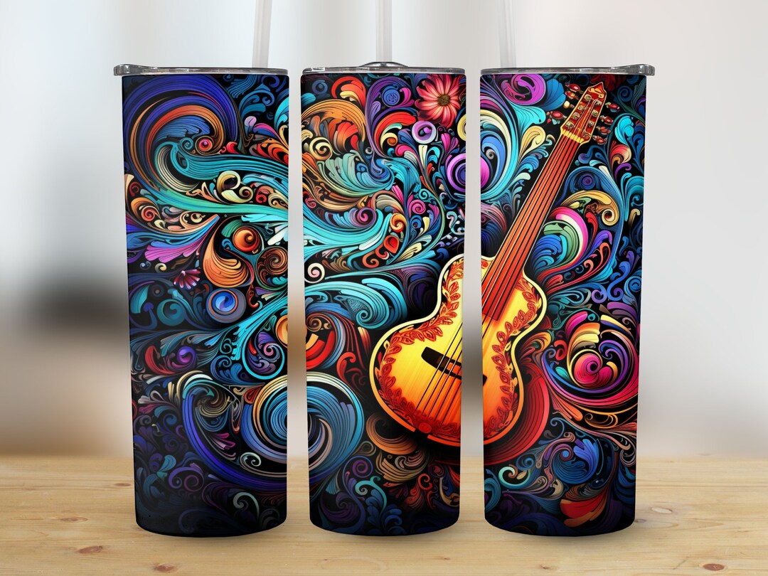 Guitar Tumbler Wrap | Music Tumbler PNG | Instrument Tumbler Design ...