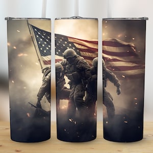 Military Tumbler Wrap | War Tumbler PNG | Soldier Tumbler Design | 20 oz Patriotic Sublimation Design | Digital Download