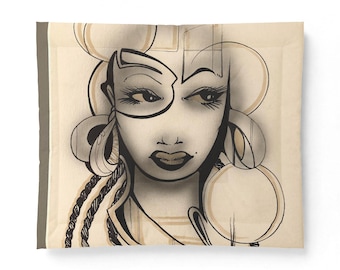 Katoenen dekbedovertrek Essence of a Woman | Boho Face Art-beddengoed