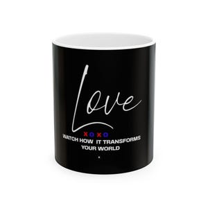 Love Transformation Ceramic Mug, Inspirational Coffee Cup, Gift for Couples, Birthday Present, Home Decor