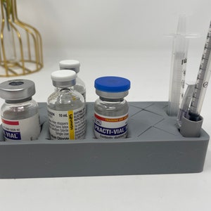 Soporte/organizador de jeringas, soporte de viales de silicona, soporte para bótox, organizador de bandejas, soporte/organizador de mesa, inyector estético, suministros para spa médico Gris