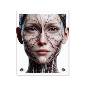 Arteria e vena facciale femminile, strumento per iniezione di cosmetici, supporto visivo per l'anatomia facciale, lavagna acrilica cancellabile a secco con muscoli facciali, decorazione murale Med-Spa