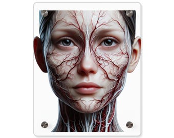 Female Facial Artery & Vein, Cosmetic Injector Tool, Facial Anatomy Visual Aid, Facial Muscles Acrylic Dry-Erase Board, Med-Spa Wall Art