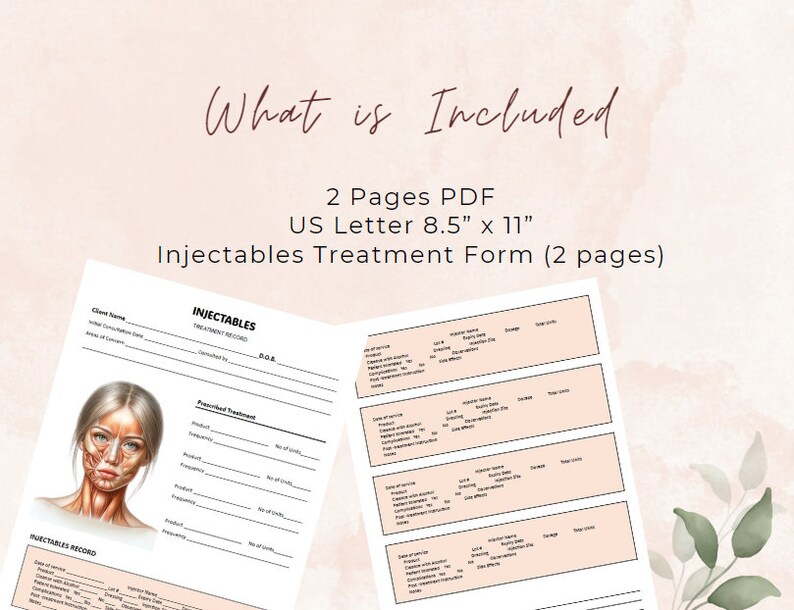 Injectables Treatment Record Female Version, Nurse Injector ...