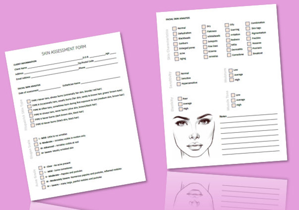Skin Assessment Form Female Version Skin Analysis Form Nurse Injector Skin Assessment Form Female Version Skin Analysis Form Nurse Injector