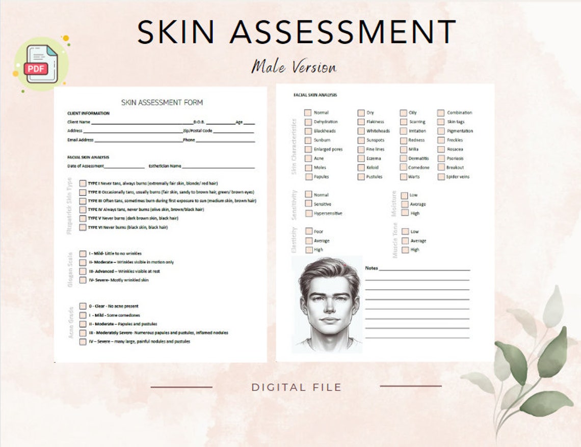 Skin Assessment Form Male Version Skin Analysis Form Nurse Injector Skin Assessment Form Male Version Skin Analysis Form Nurse Injector