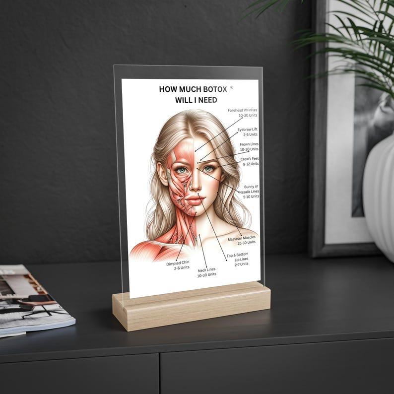 Botox Application Areas and Amount Acrylic Dry Erase Board, Cosmetic ...