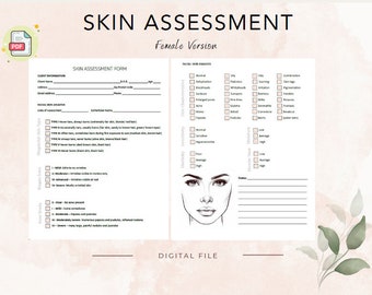 Skin Assessment Form Female Version, Skin Analysis Form, Nurse Injector Template, Aesthetic Injector Form, Aesthetics Medical Form download
