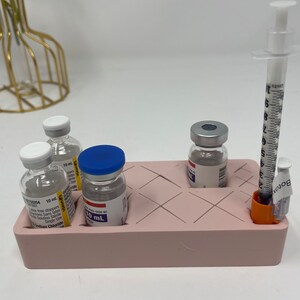 Soporte/organizador de jeringas, soporte de viales de silicona, soporte para bótox, organizador de bandejas, soporte/organizador de mesa, inyector estético, suministros para spa médico Rosa