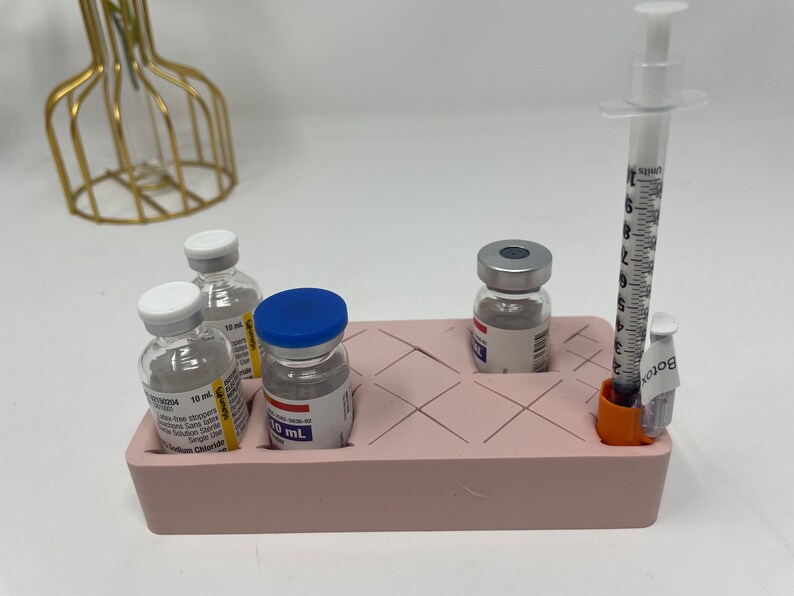 Soporte/organizador de jeringas, soporte de viales de silicona, soporte para bótox, organizador de bandejas, soporte/organizador de mesa, inyector estético, suministros para spa médico Rosa
