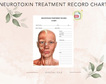 Neurotoxin Treatment Record Chart, Nurse Injector Template, Aesthetic Injector Form, Aesthetics Medical Chart download