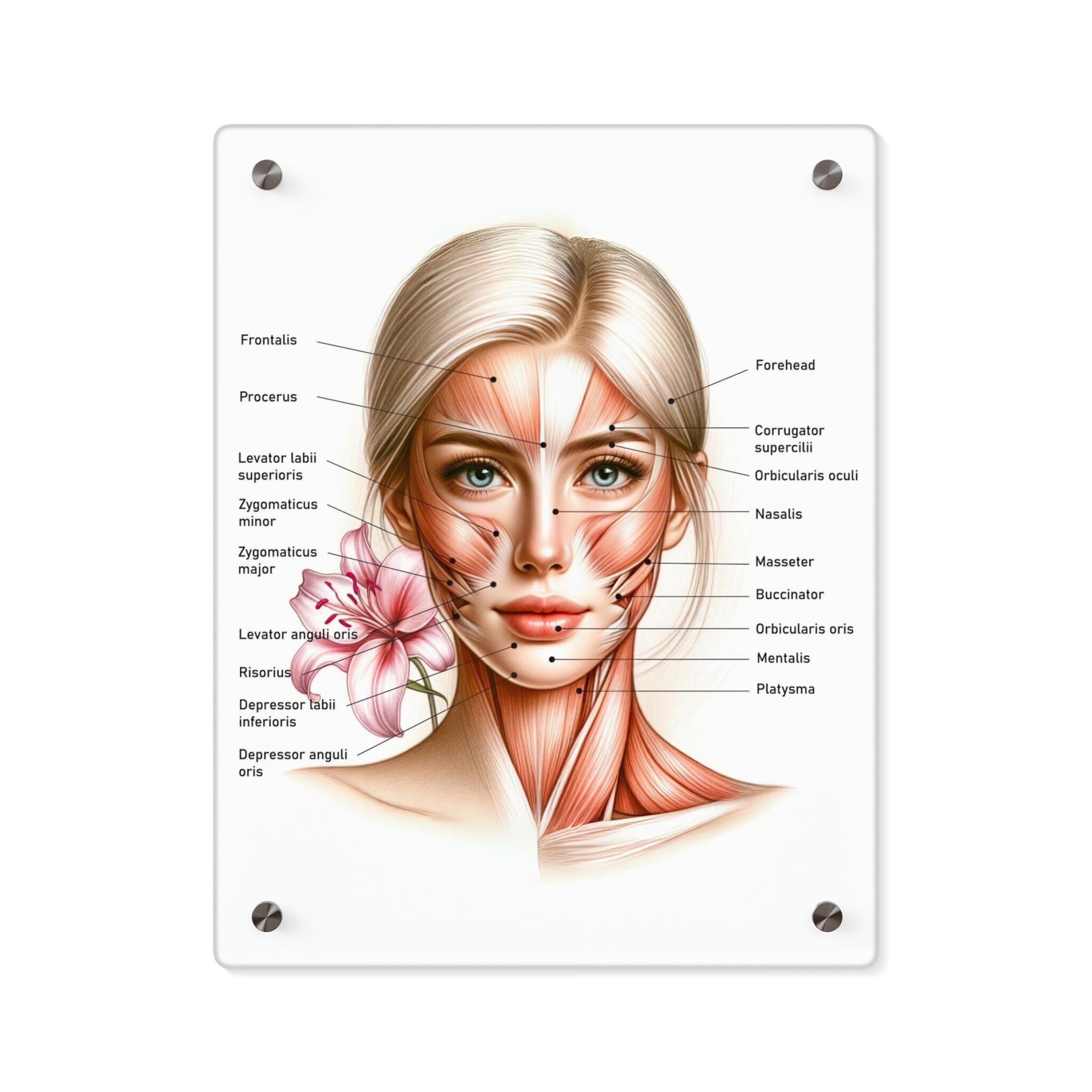 Female Facial Muscles Labeled, Cosmetic Injector Tool, Facial Anatomy ...