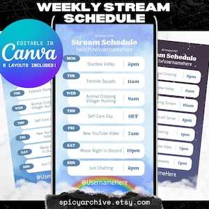 Sjabloonpakket Blue Sky Stream Schema | Twitch TikTok YouTube Discord-content | 9:16 Instagram-verhaalbericht | Bewerkbaar in canvas
