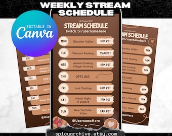 Stream Schedule Template | Cafe Bubble Cozy Coffee | Twitch YouTube Discord Content | 9:16 Instagram Story Post | Editable in Canva