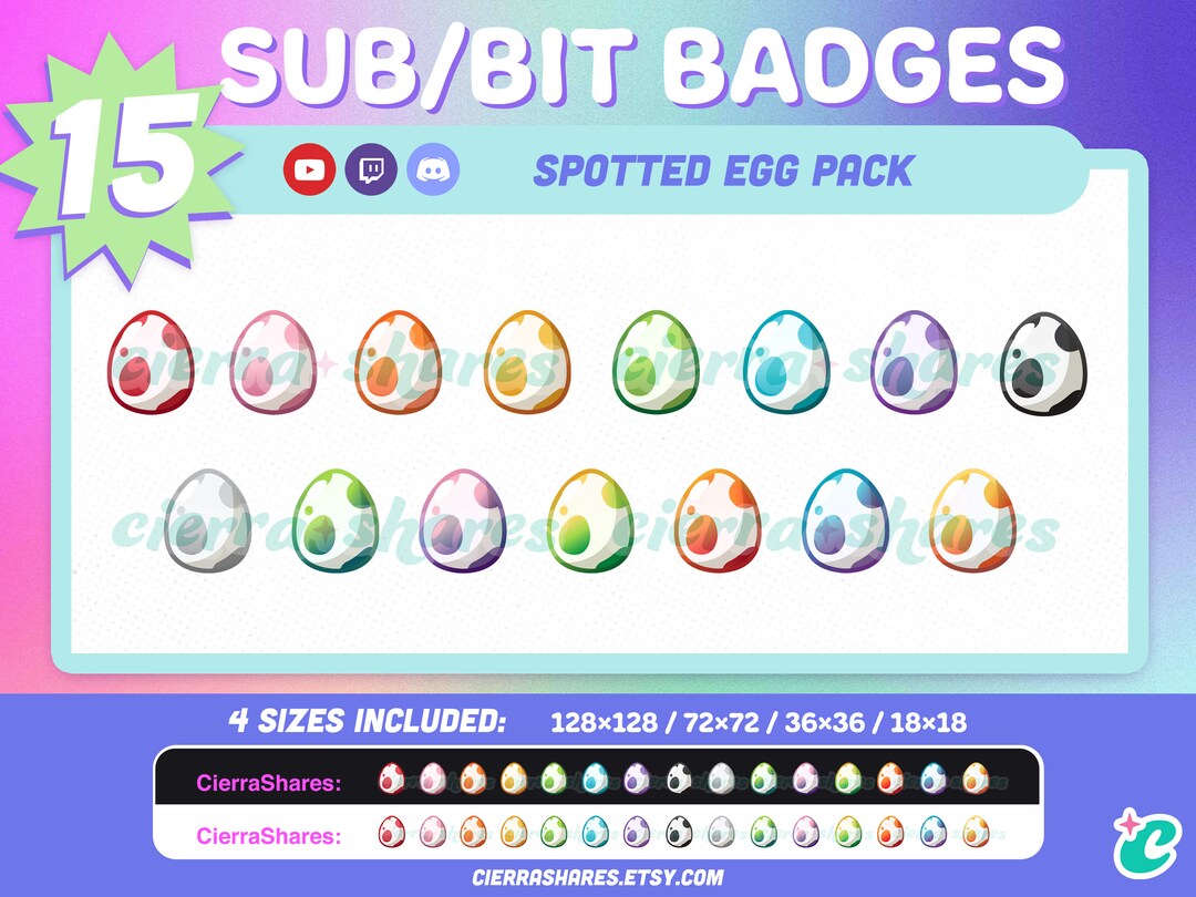 Egg Twitch Sub Badges / Bit Emotes Colorful Rainbow Eggs for Etsy