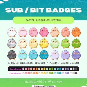 Pastel Chicks Twitch Sub Badges / Bit Emotes | Cute Baby Chicken Badges for Twitch, YouTube, and Discord | Spring + Easter Stream Assets