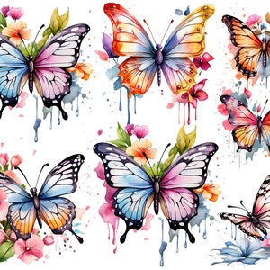 Clip art, butterfly and flowers, clip art, butterfly 42 png, use with shirts, coffee mugs, etc., digital download. Commercial use