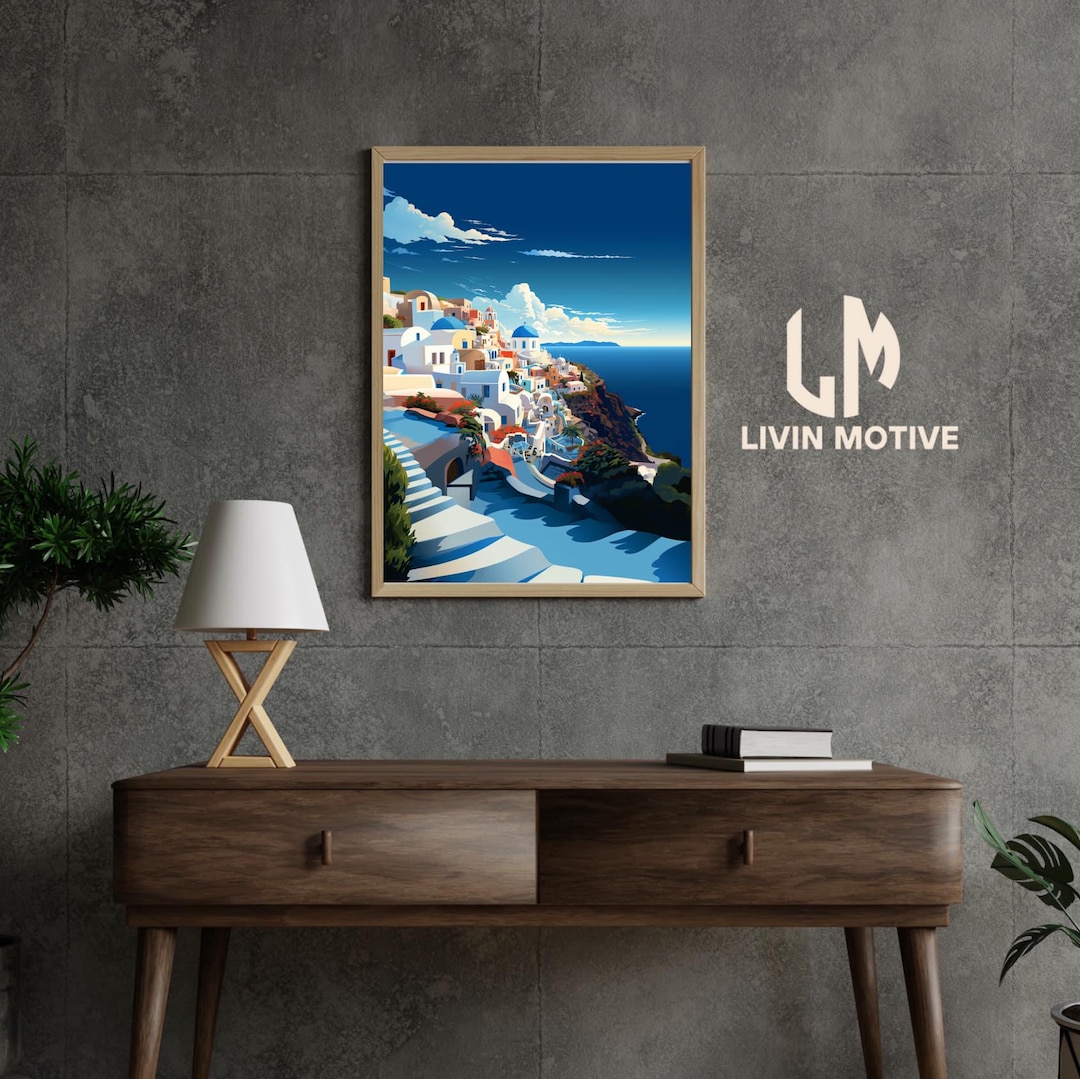 Santorini Coastal Wall Art Print – Digital Download | Greece Landscape ...