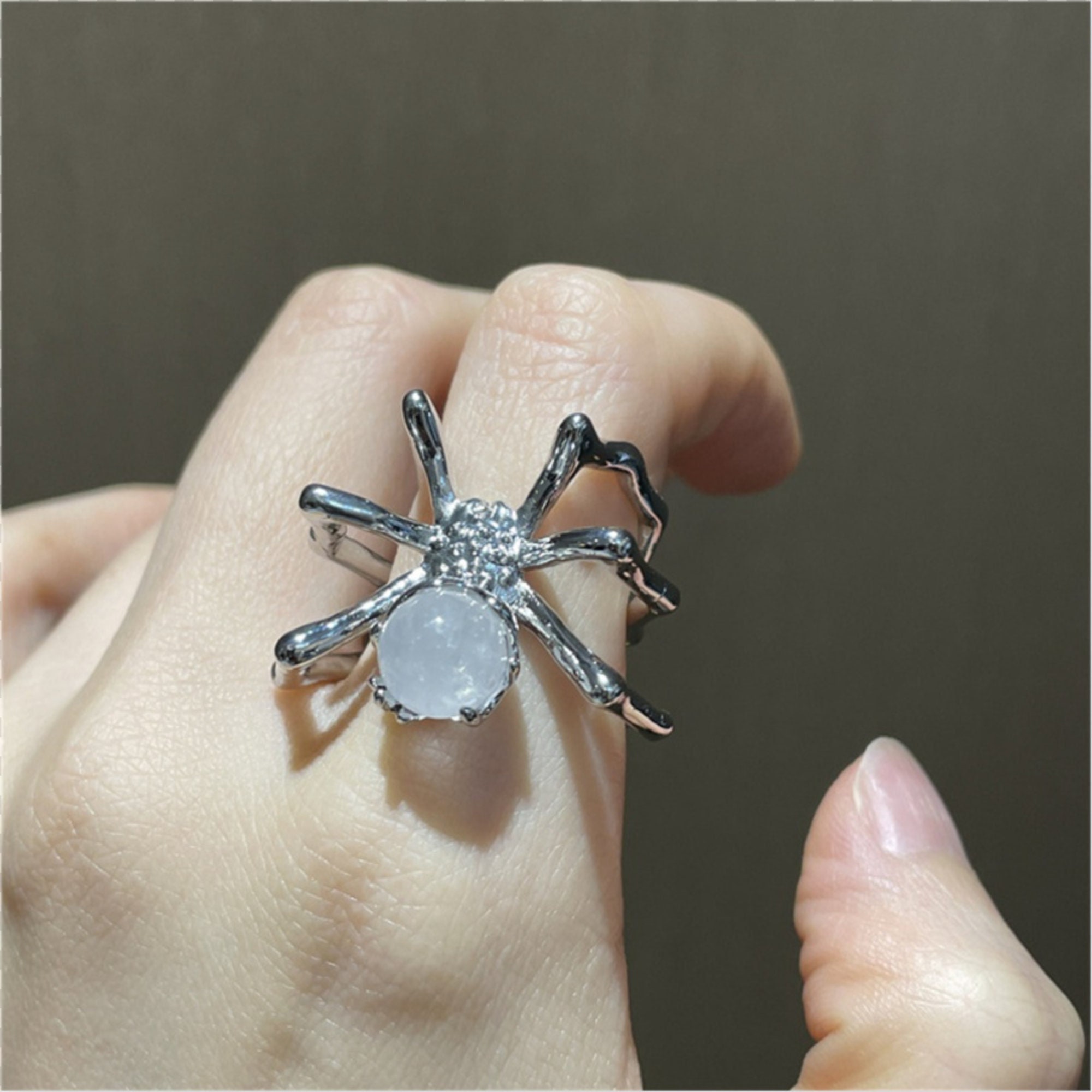 Giant Spider Ring 925 Sterling Silver Large Black Widow Spider Black Onyx  Gothic