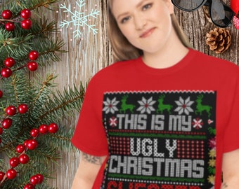 This is My Ugly Sweater, Merry Christmas, Unisex Heavy Cotton Tee