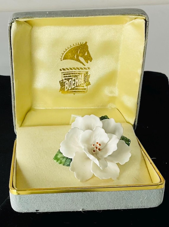 Boehm Porcelain White Flower Brooch