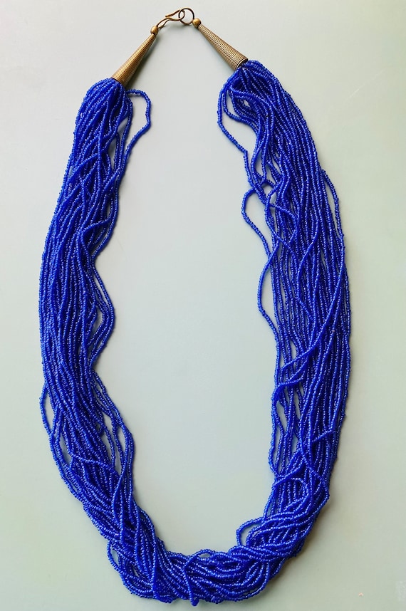Vibrant Cobalt Blue Multi-Strand Necklace