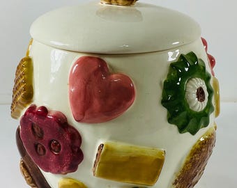 Tarro para galletas de cerámica vintage de Los Ángeles de la década de 1950, hecho en EE. UU.