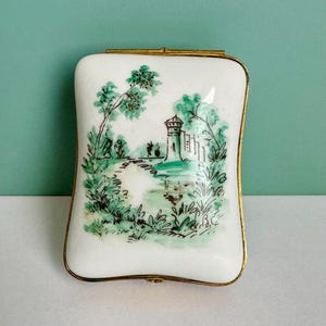 Vintage Hand Painted Porcelain Box | Ligne Limoise France | White and Gold