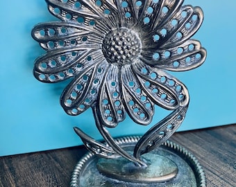 Vintage Sunflower Daisy Metal Jewelry Stand