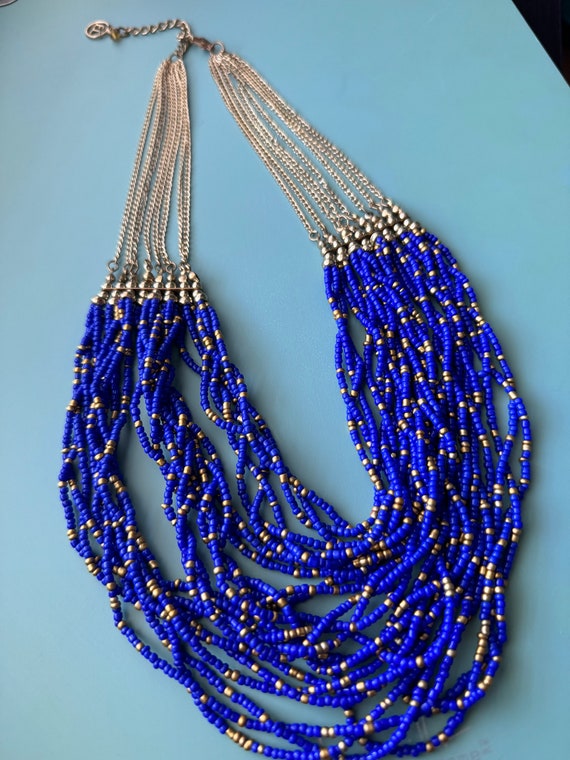 Stylish Erica Lyons Cobalt Blue and Gold Bead Neck