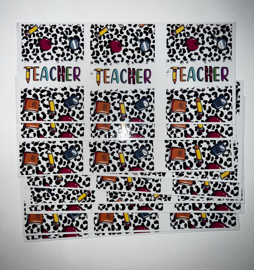 UV DTF Teacher Notebook Pencil Teach 16oz Libbey Glass Can Etsy