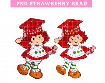 Erdbeere Graduation Girl PNG, Kinder Grad Clipart, Pink Cap Kleid (digitaler Download)