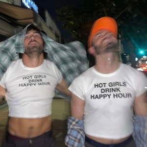 Hot Girls Drink Happy Hour T-Shirt, Y2K Baby Tee, Y2K Tank Top, Paris Hilton Shirt, Funny Y2K Tee, Y2K Crop Top, Funny Y2K Meme Shirt, Gen Z