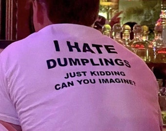 Jag hatar dumplings, skojar bara, kan du föreställa dig, rolig Y2K-tröja, Y2K-estetisk T-shirt, trendig grafisk T-shirt, skjortor som går hårt, Gen Z-meme