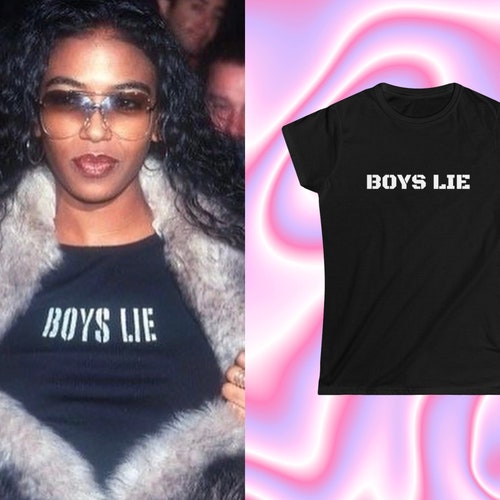 Boys Lie Tee, Celebrity Inspired Baby Tee, Y2K Slogan Tee, Cute Y2k Shirt, Trendy Y2k Tee, Slay Era Tee, 2000s Tee, Y2K Graphic Cropped Tee