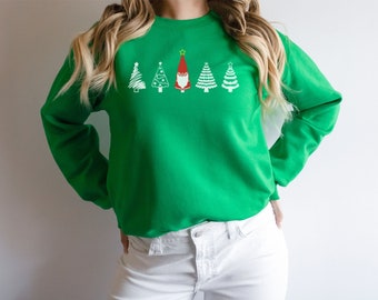 Christmas Gnome Sweatshirt, Gnome Holiday Sweater, Cute Christmas Sweatshirt, Gnome Christmas Sweater, Christmas Tree Sweatshirt