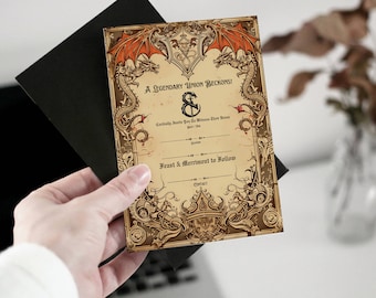 DND Fantasy Wedding Invitation Template and Printables | Editable Canva Template Links | PNG SVG Print Dungeons & Dragons Digital Download