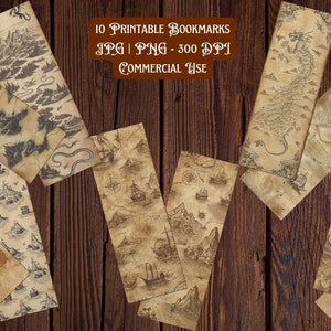Trésor du vieux parchemin | Pirates | Bundle de signets de carte fantastique, 10 PNG/JPG, sublimation, Cricut, impression et découpe de Silhouette, usage Commercial