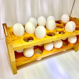 Natural Wooden Egg Carton — Stackable Farmhouse Kitchen Storage for 18 Eggs, Reusable Food-Safe Countertop Organizer