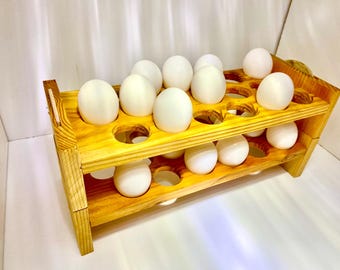 Naturalny drewniany karton na jajka – składany pojemnik na 18 jajek w stylu farmhouse