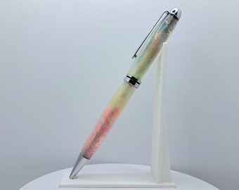 Fantastic "Faded Memories" cast resin twist pen | Executive professional hand made unique chrome acrylic paint colourful ballpoint pen