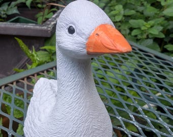Estatua de ganso de hormigón para escritorio: 15 cm, sin pintar/pintada, decoración de jardín