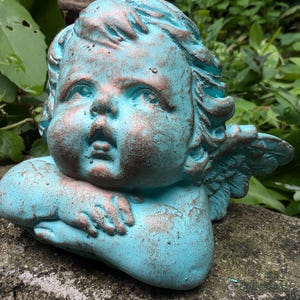 Cherub Statue, Angel Statue for Home Accent or Memorial Decor, Angel Sculpture, Cherub Figurine, Concrete Statue Decor, Religious Decor