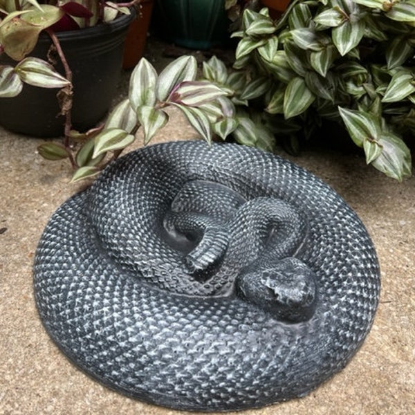 Handmade Concrete Rattlesnake Statue: Home and Garden Decor