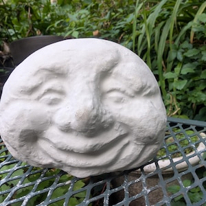 Happy Rock Face Concrete Decor, Home Decor, Garden Decor, Wedding Gift (FLAT BACK)