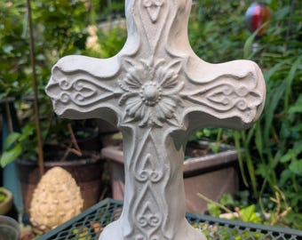 Handmade Concrete Garden Cross: Indoor Outdoor Decoration
