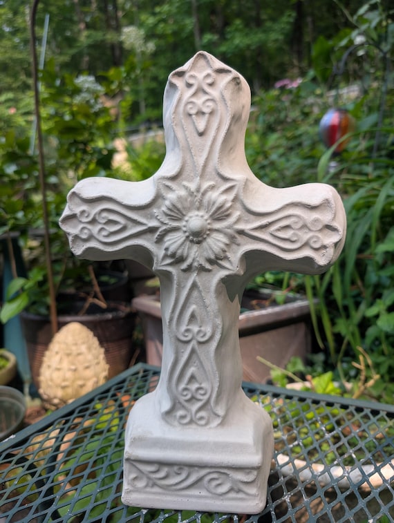 Handmade Concrete Garden Cross: Indoor Outdoor Decoration - Etsy