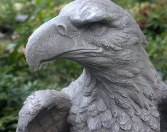 Hand-Painted Concrete Bald Eagle Statue - 24" Patriotic Garden Decor